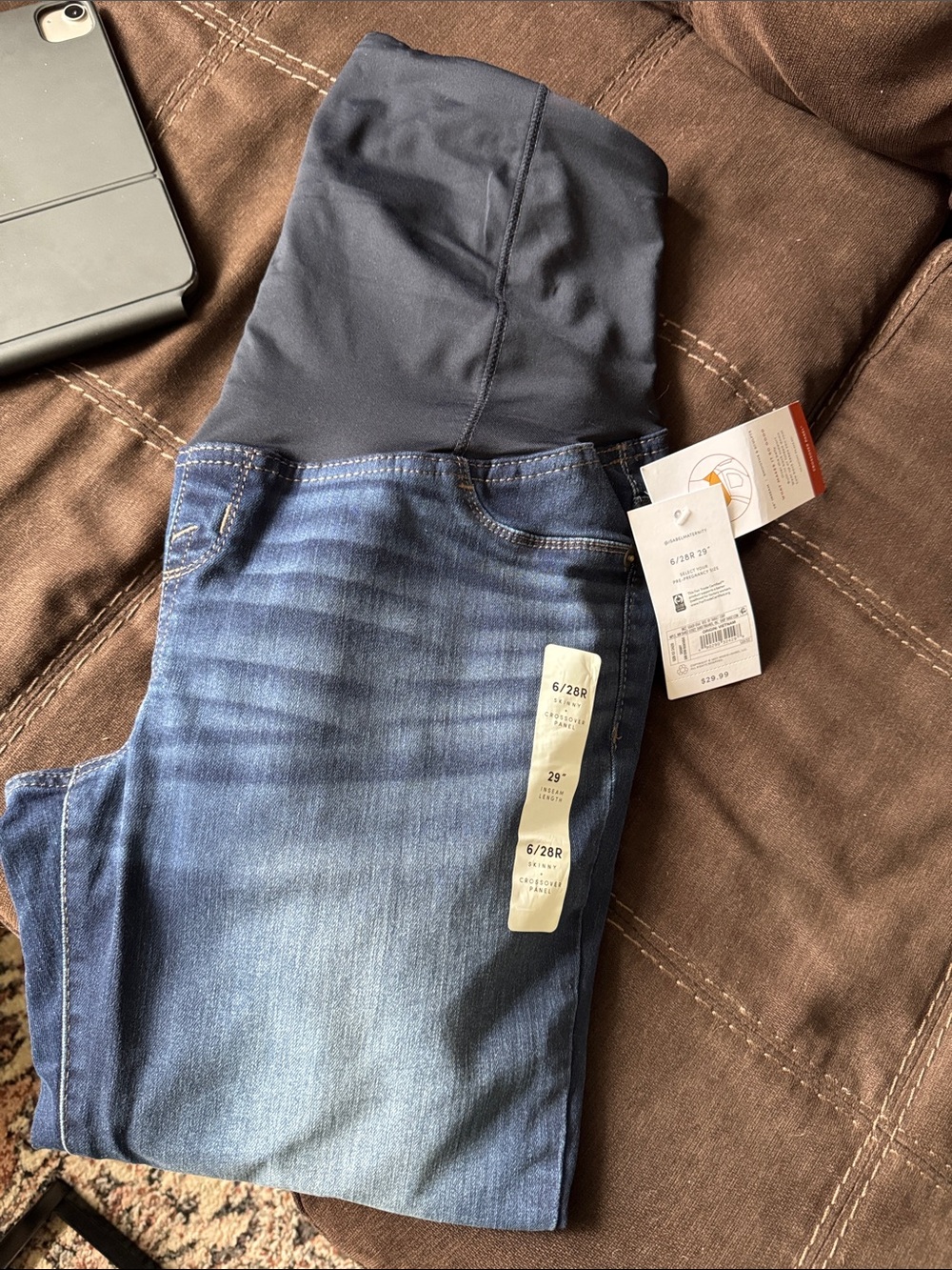 Maternity Skinny Jeans with Stretch Waistband - Dark Blue